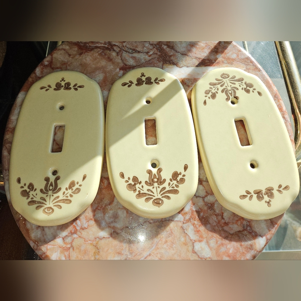RARE Pfaltzgraff Ceramic Village Light Switch Covers Set Of 3